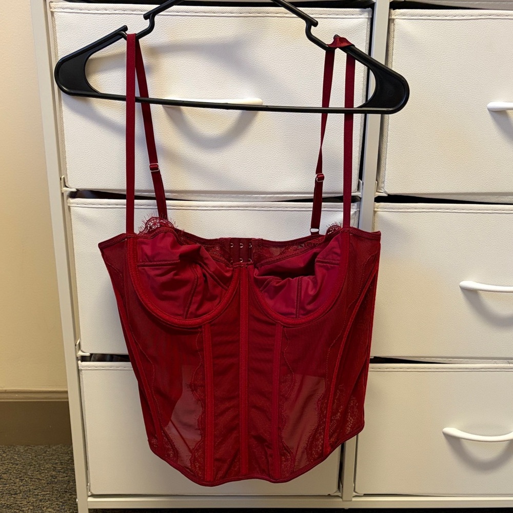 SHEIN Deep Red Lace Bodysuit